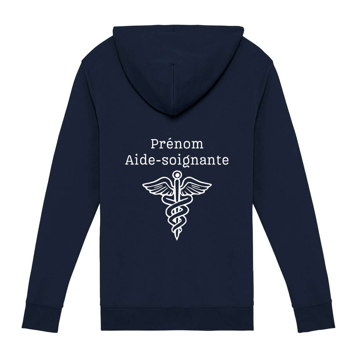 A PERSONNALISER - Sweat à capuche zippé - Aide-soignante (noir ou bleu) - dos_0