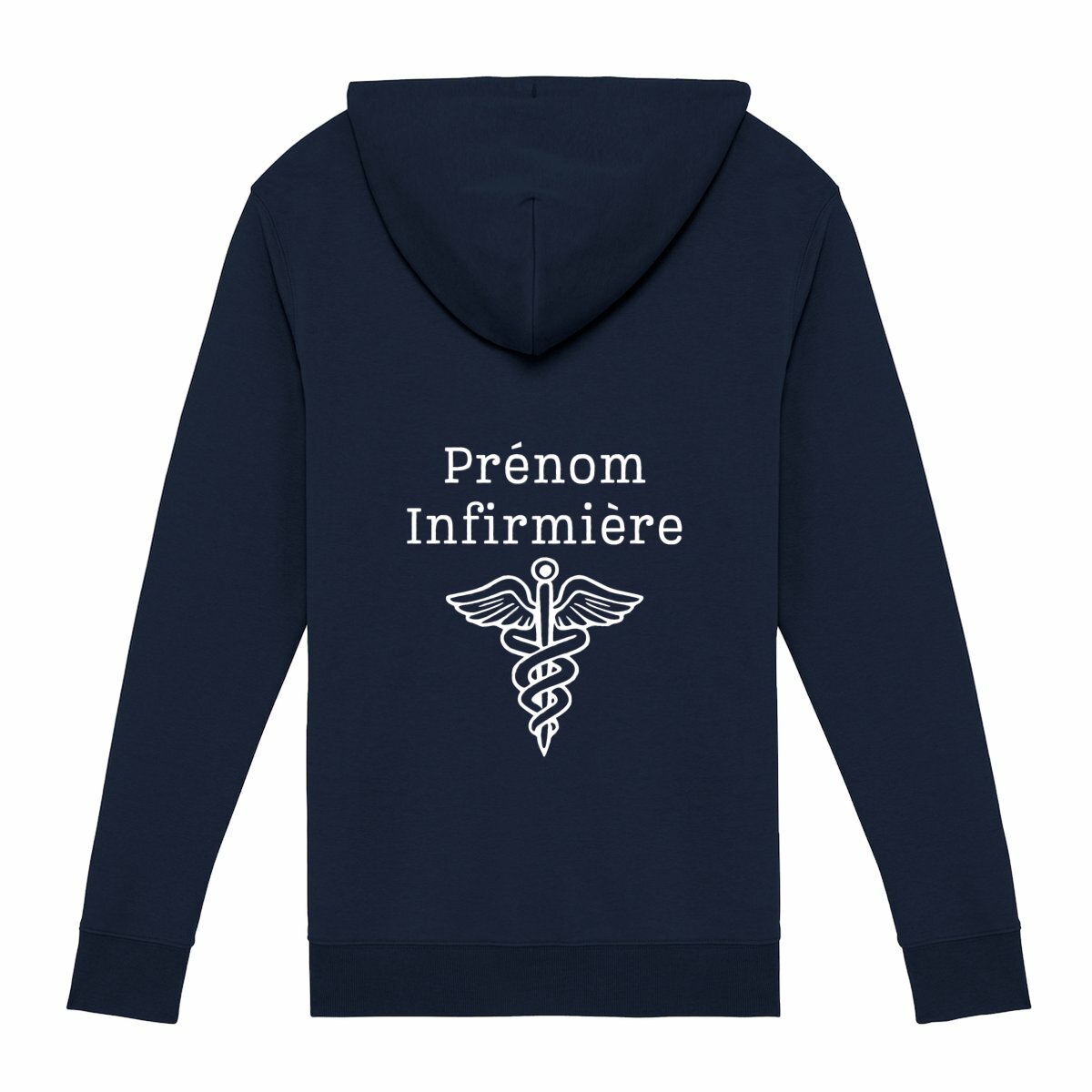 A PERSONNALISER - Sweat à capuche zippé - Infirmière (noir ou bleu) - dos_0