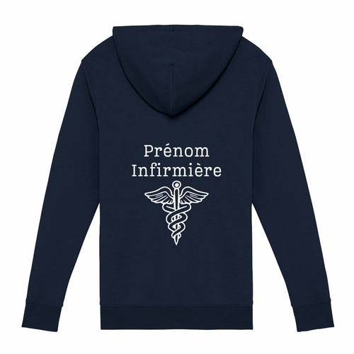 A PERSONNALISER - Sweat à capuche zippé - Infirmière (noir ou bleu) - dos_0