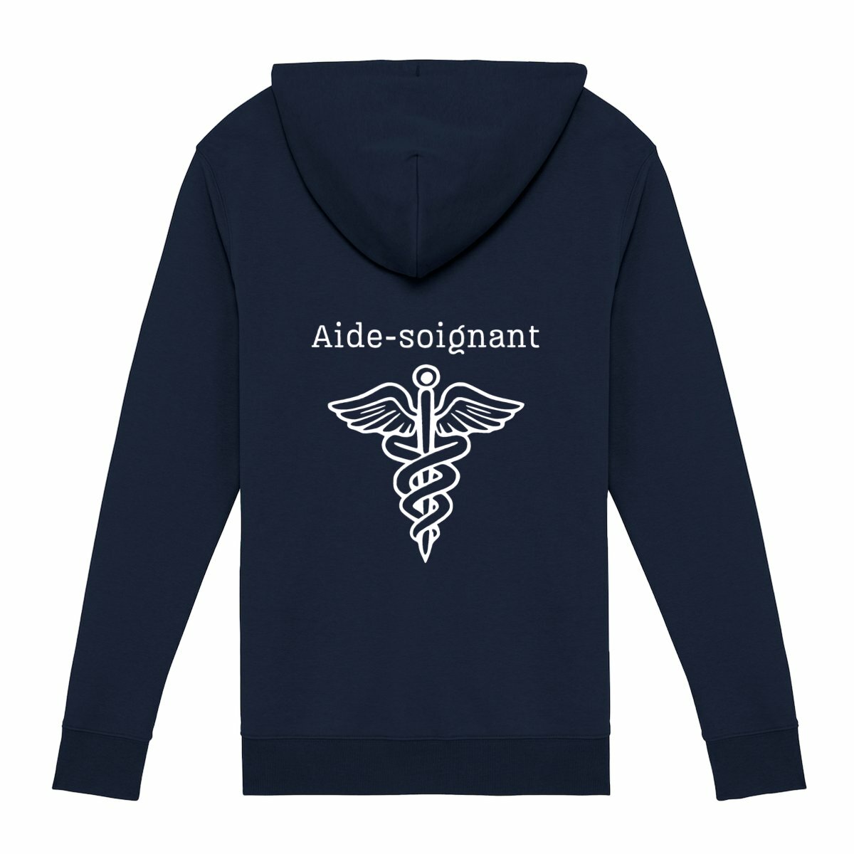 Sweat à capuche zippé - Aide-soignant (noir ou bleu) - dos_0