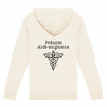 A PERSONNALISER - Sweat à capuche zippé - Aide-soignante (blanc écriture noire) - dos_0