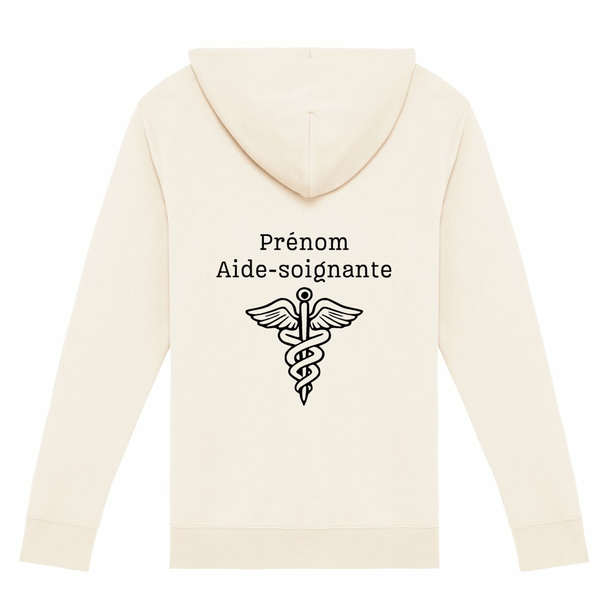 A PERSONNALISER - Sweat à capuche zippé - Aide-soignante (blanc écriture noire) - dos_0