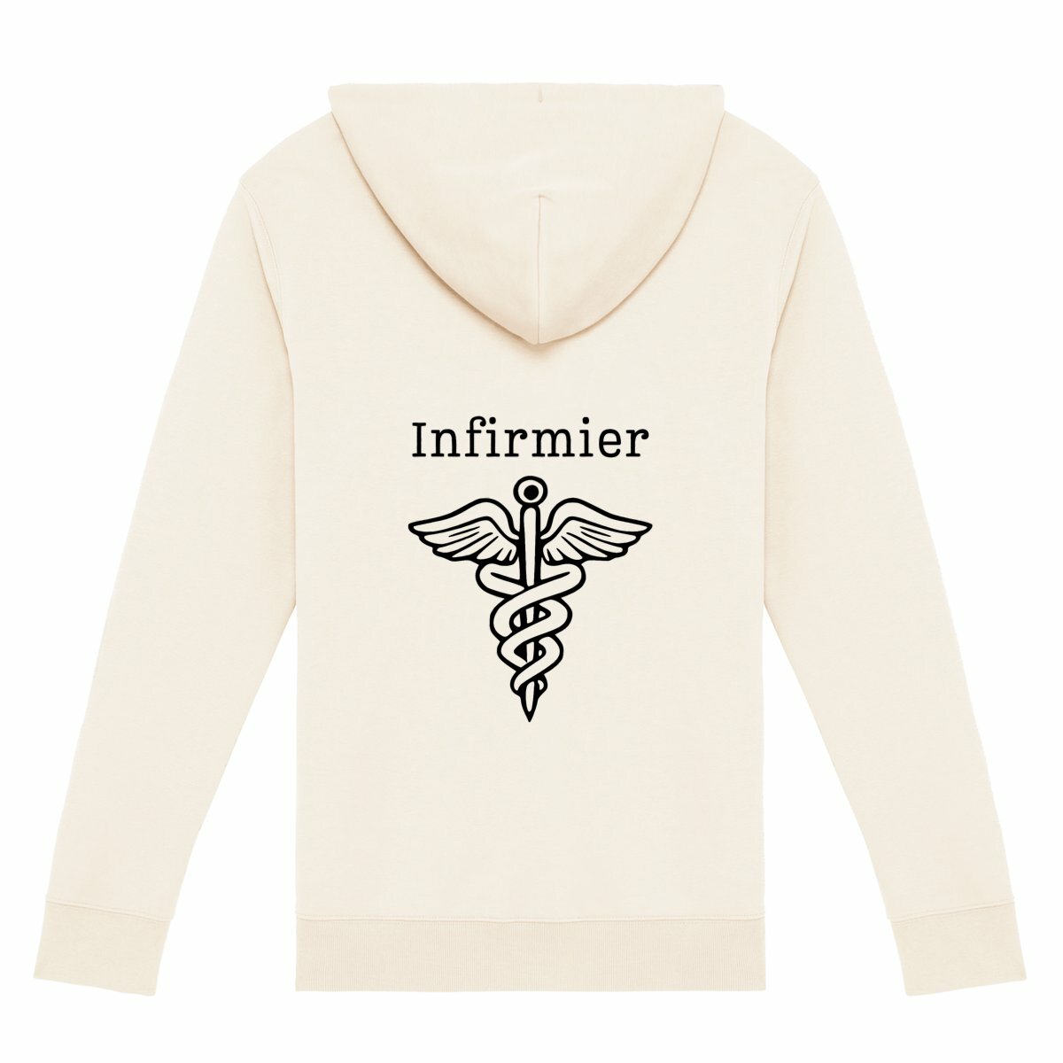 Sweat à capuche zippé - Infirmier (blanc écriture noire) - dos_0