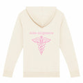 Sweat à capuche zippé - Aide-soignante (blanc écriture rose) - dos_0