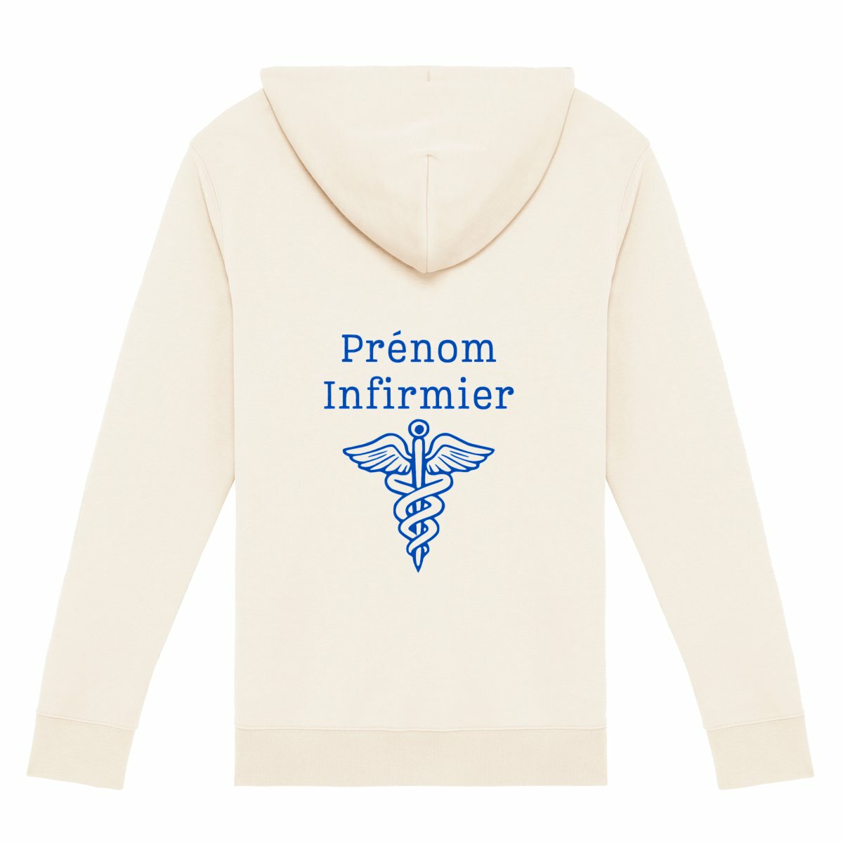 A PERSONNALISER - Sweat à capuche zippé - Infirmier (blanc écriture bleu) - dos_0