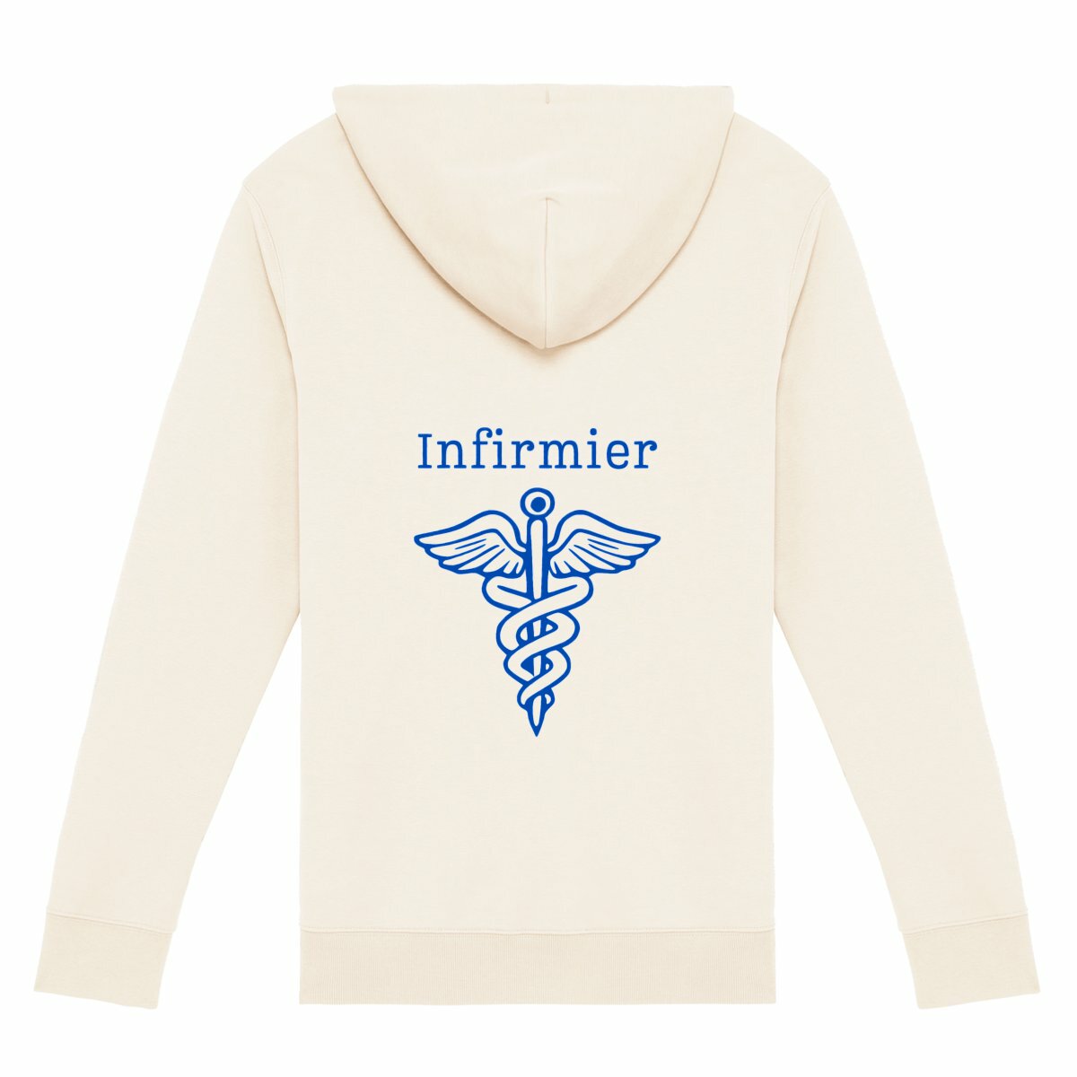 Sweat à capuche zippé - Infirmier (blanc écriture bleue) - dos_0