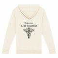A PERSONNALISER - Sweat à capuche zippé - Aide-soignant (blanc écriture noire) - dos_0