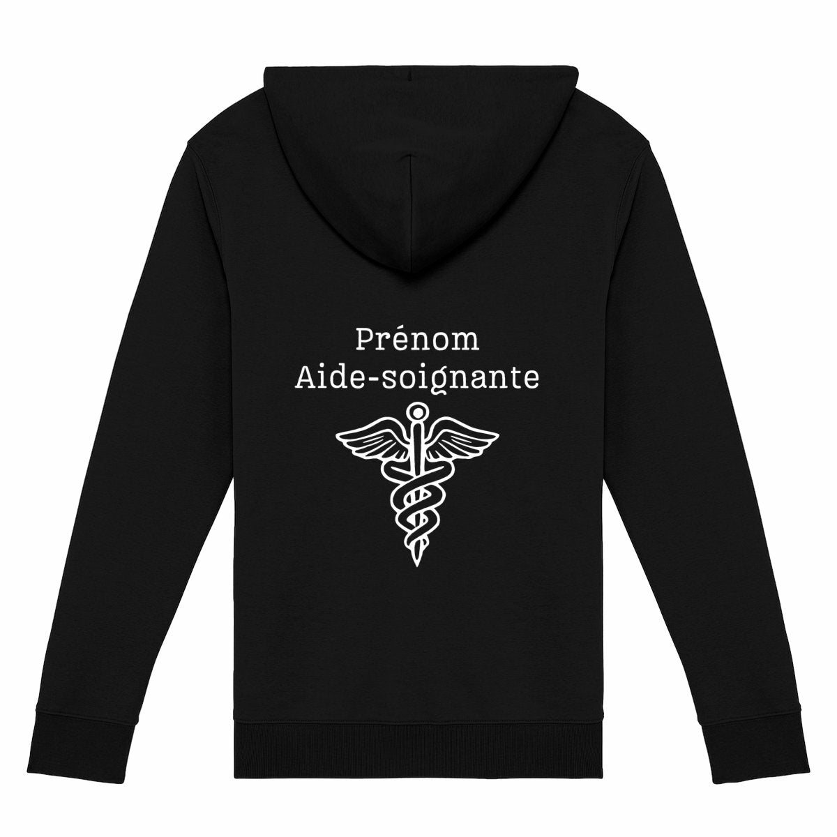 A PERSONNALISER - Sweat à capuche zippé - Aide-soignante (noir ou bleu) - dos_1