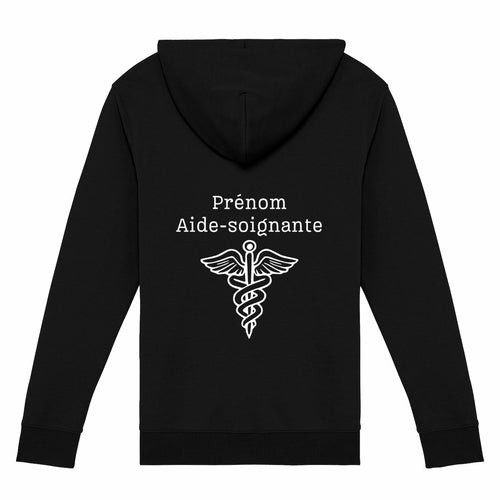 A PERSONNALISER - Sweat à capuche zippé - Aide-soignante (noir ou bleu) - dos_1