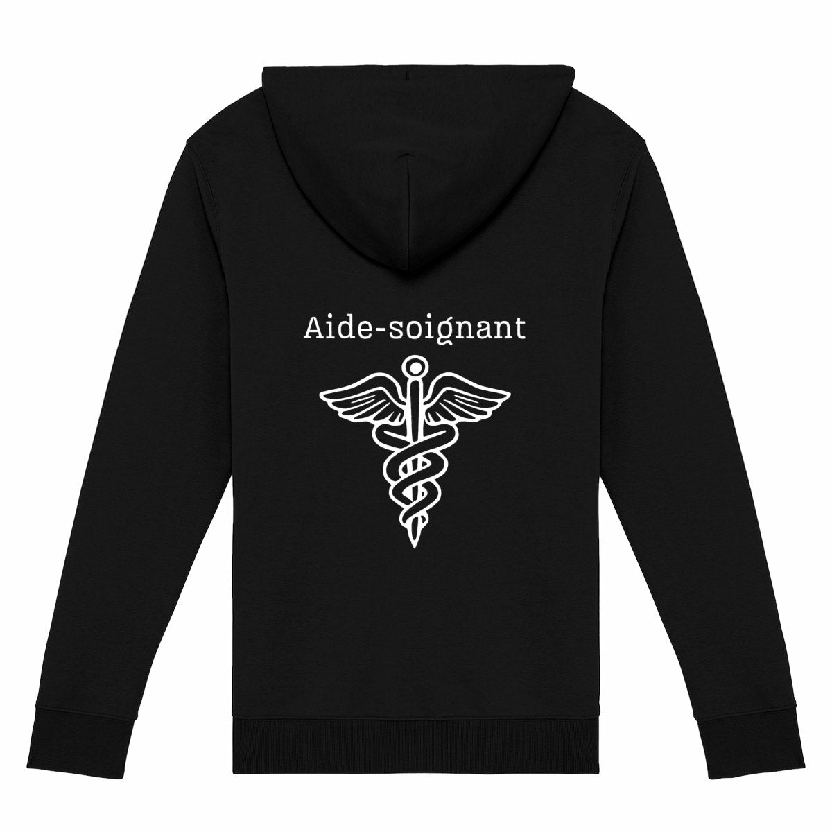 Sweat à capuche zippé - Aide-soignant (noir ou bleu) - dos_1
