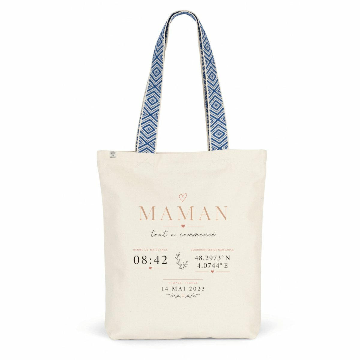 Totebag ethnique - Heure/coordonnées/date - face_0