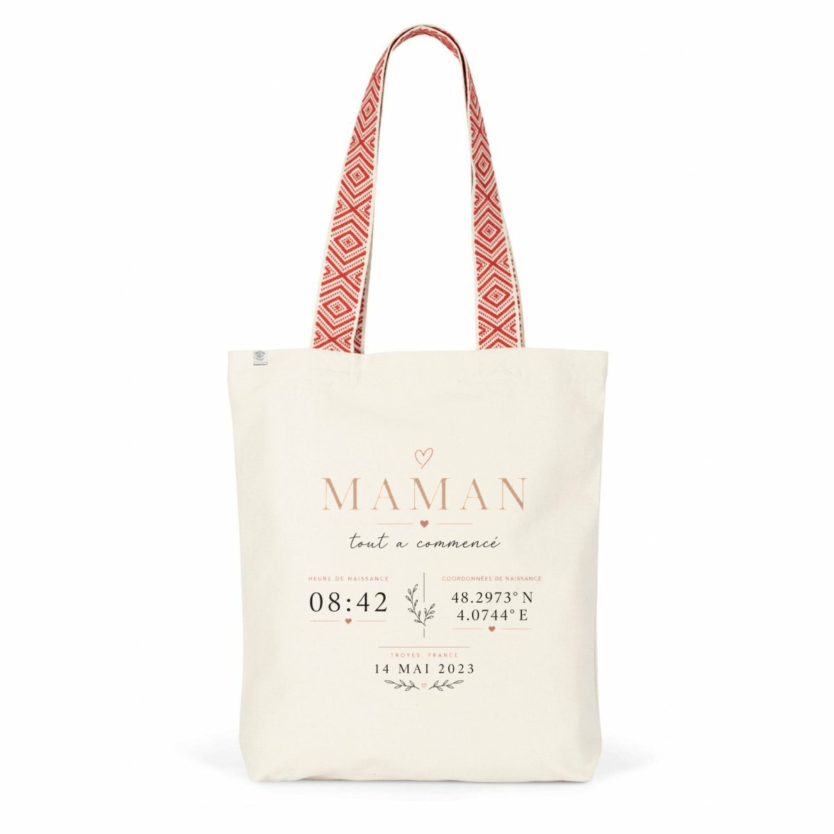 Totebag ethnique - Heure/coordonnées/date - face_1