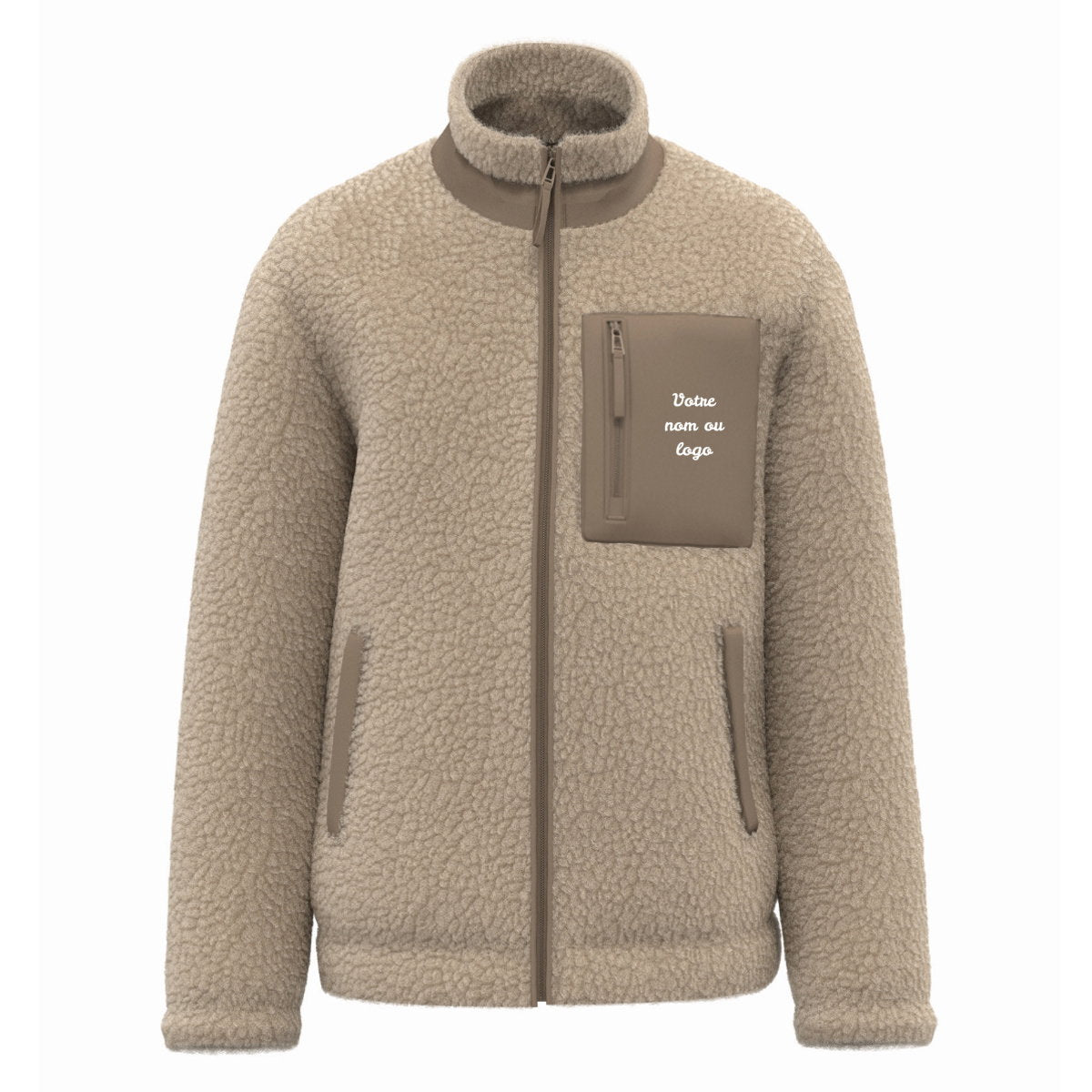 Veste unisexe en sherpa à personnaliser  - face_1