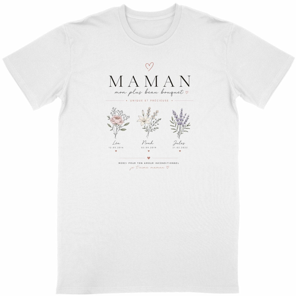 T-shirt - Bouquet pour Maman  - face_blanc