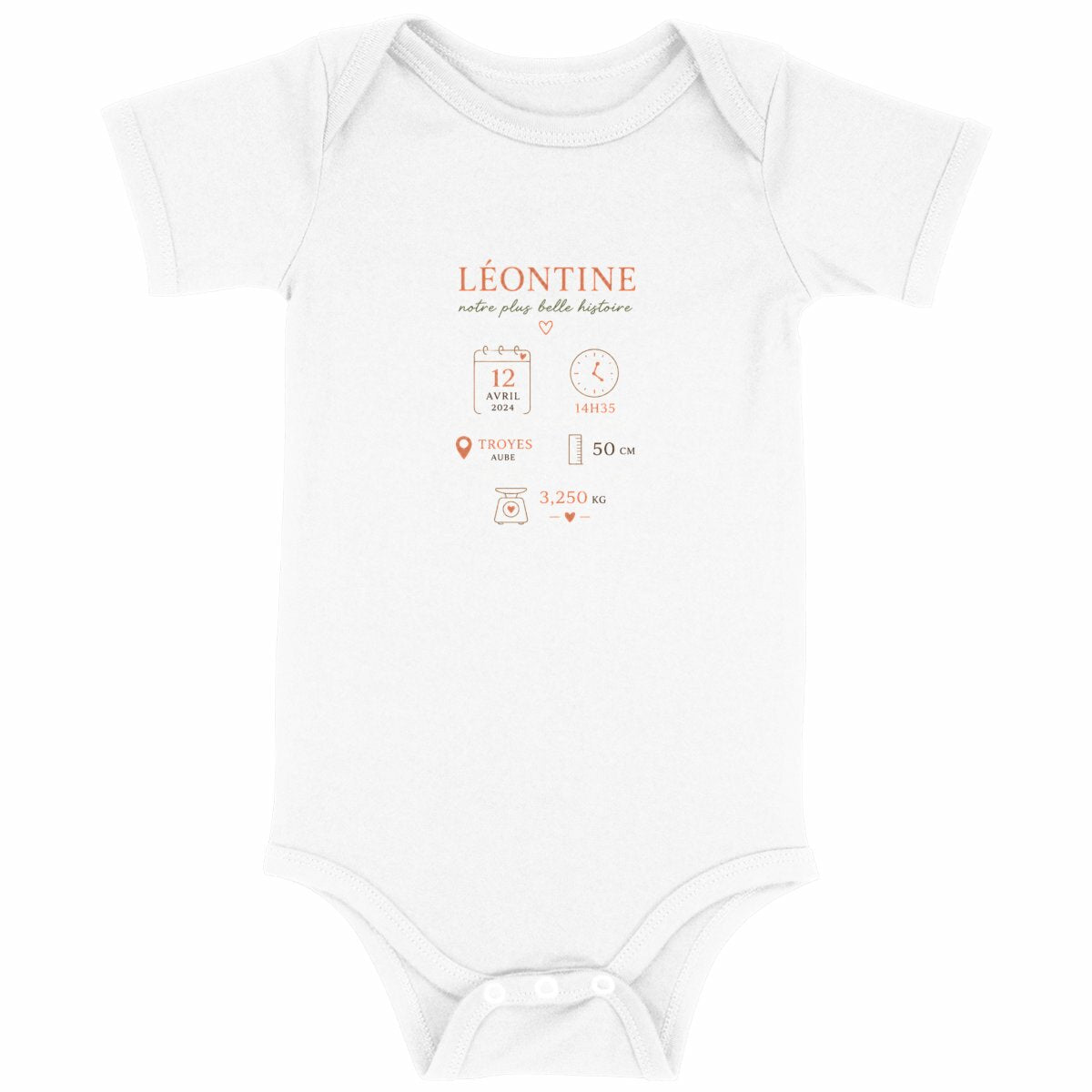 Body bébé - Souvenirs de naissance  - face_blanc