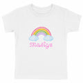 T-shirt Enfant avec Prénom - Arc en ciel  - face_blanc