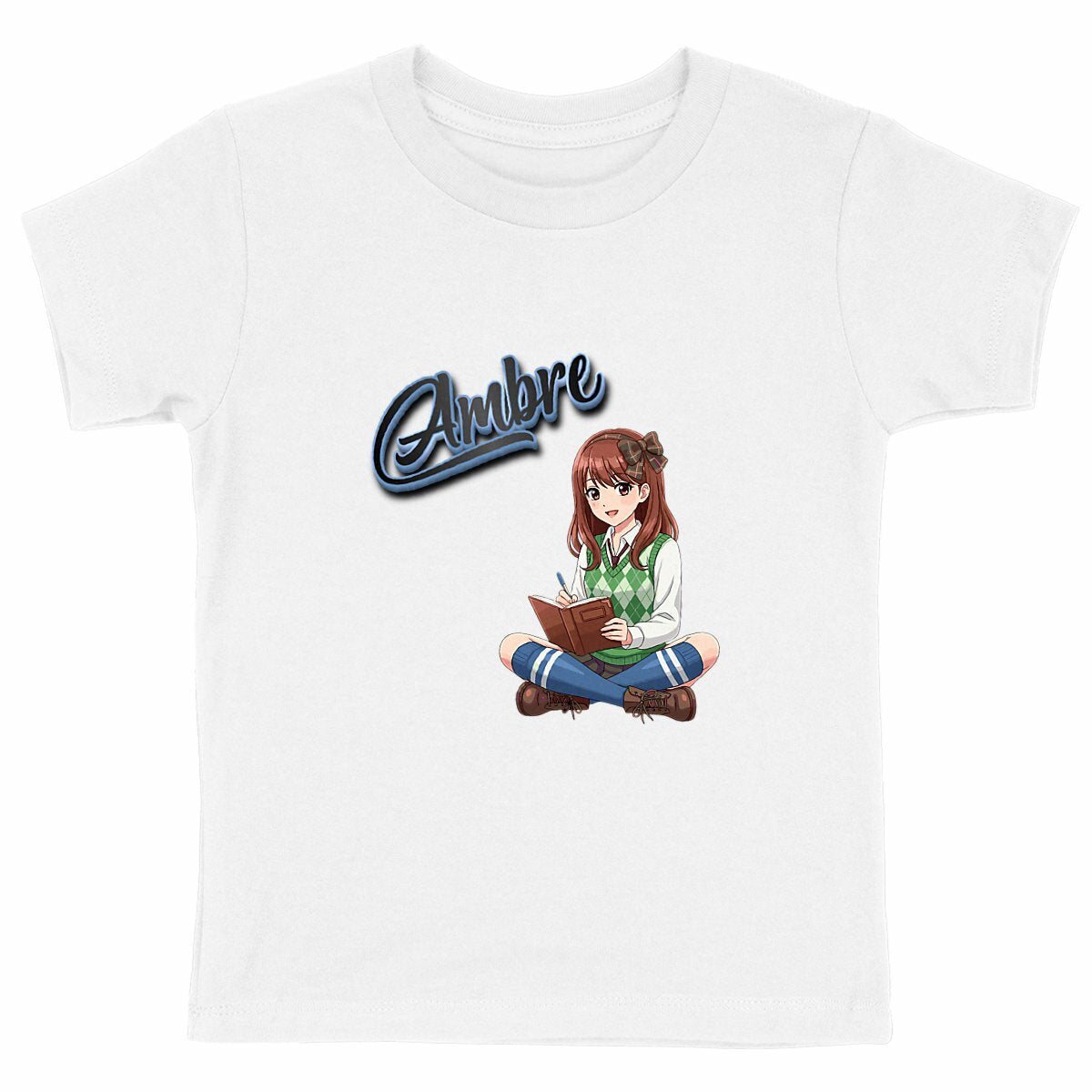 T-shirt Enfant Prénom - Manga - face_blanc