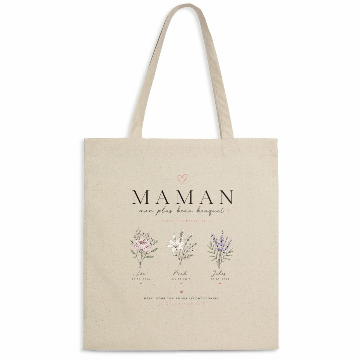 Totebag léger - Bouquet pour Maman  - face_naturel