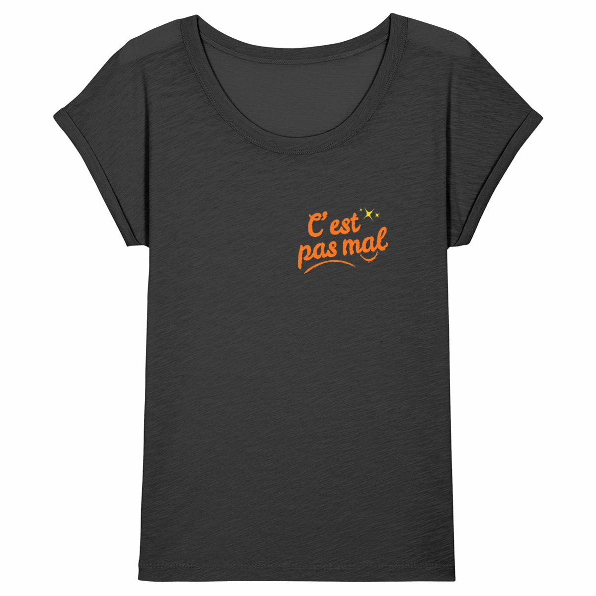 T-shirt Femme Slub C'est pas mal  - face_noir