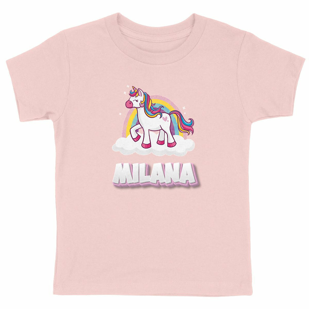 T-shirt Enfant Prénom - Licorne Rose  - face_rose