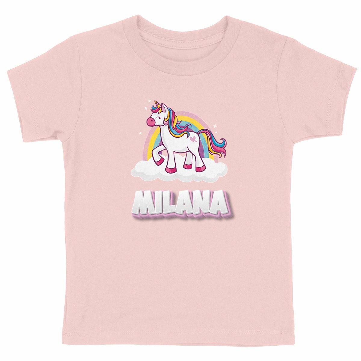 T-shirt Enfant Prénom - Licorne Rose  - face_rose