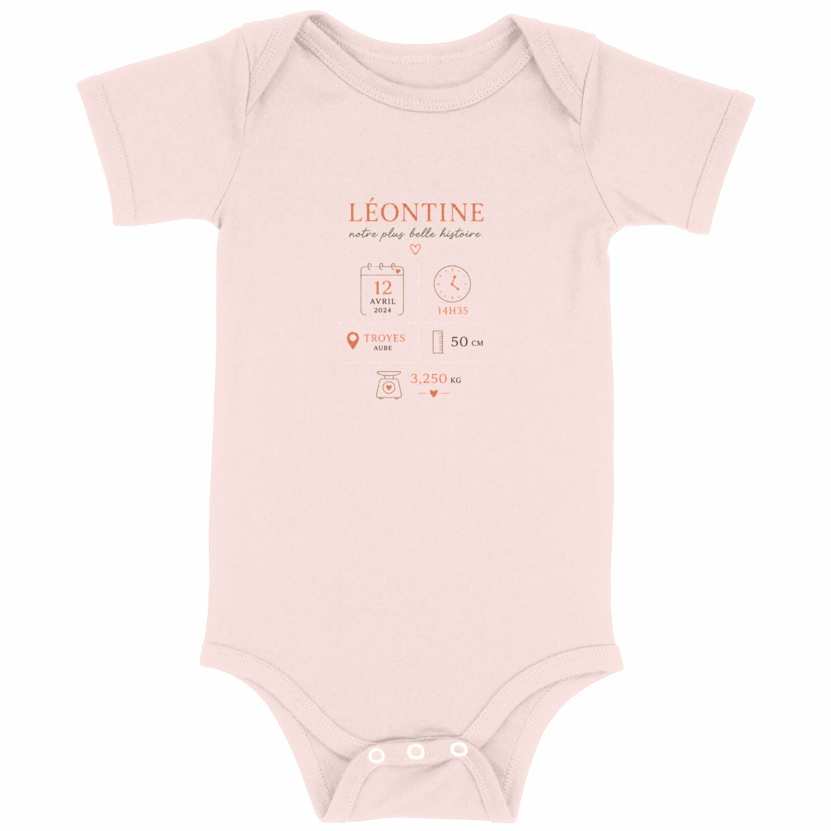 Body bébé - Souvenirs de naissance  - face_rose