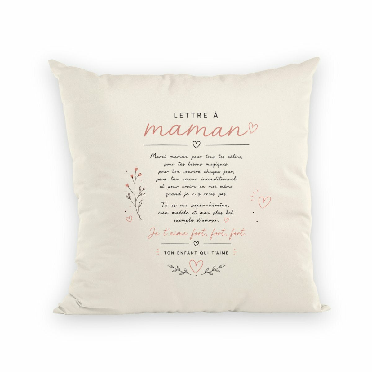 Coussin - Lettre à maman  - recto_naturel